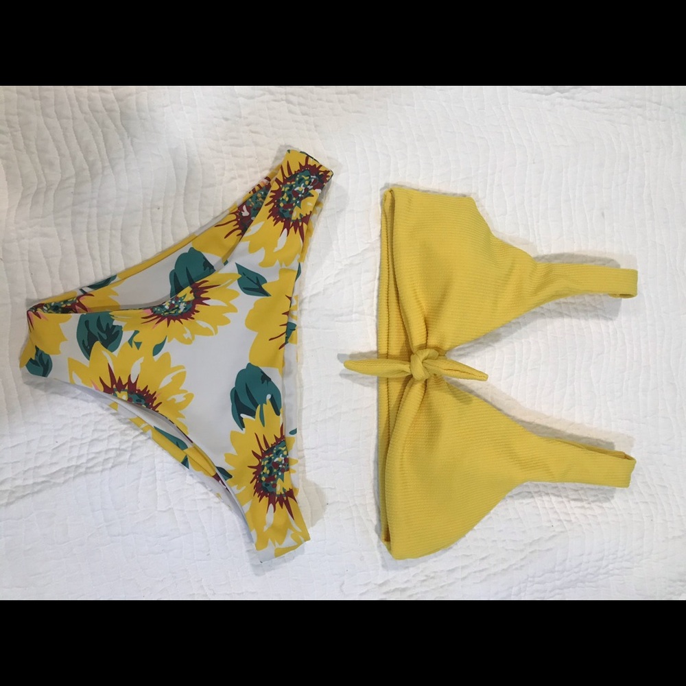 Sunflower print bikini set